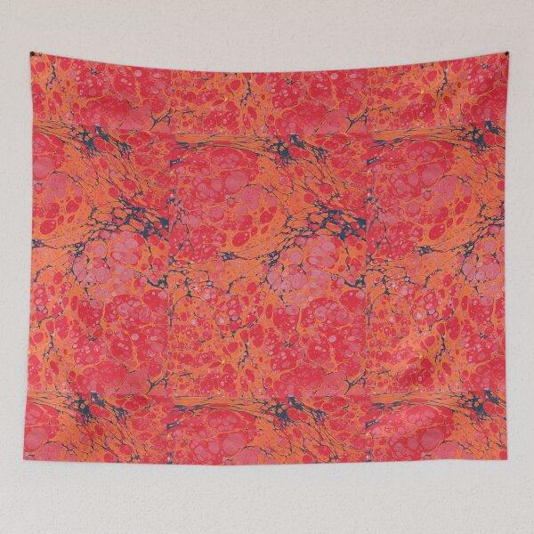 Item preview, Orange red handmarbled paper designed and sold by kittyvdheuvel.