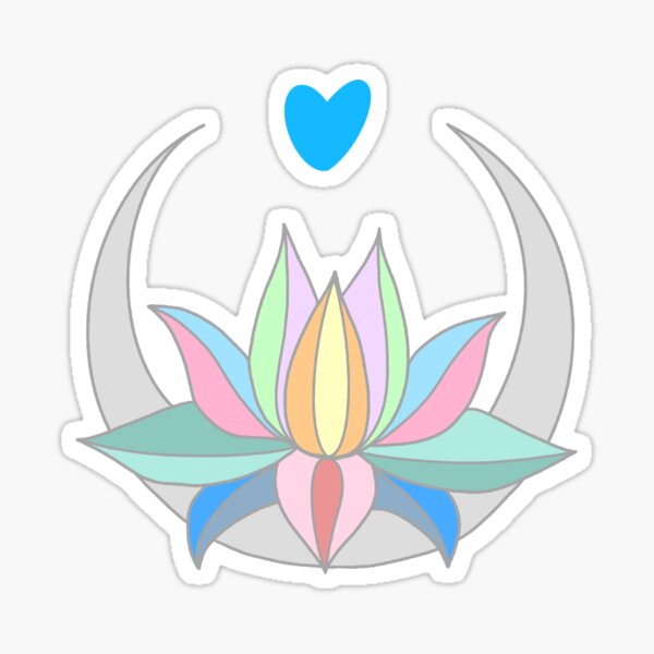 LOTUS, MOON AND HEART FLOWER Sticker