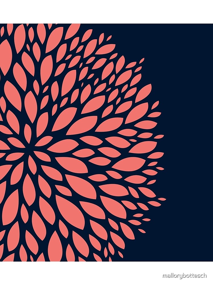 Navy Blue and Coral Flower Design by mallorybottesch