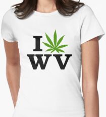 I Love West Virginia Marijuana Cannabis Weed Women's Fitted T-Shirt