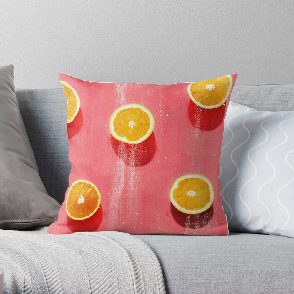 peach fruit throw pillow