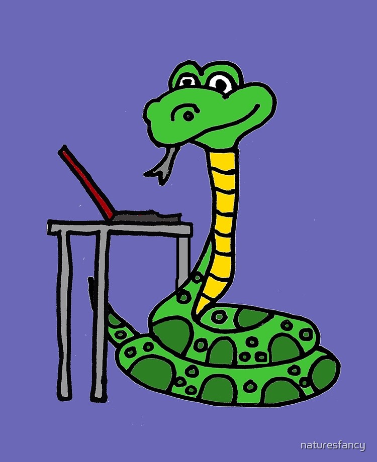 Funny Python programmer Snake Cartoon