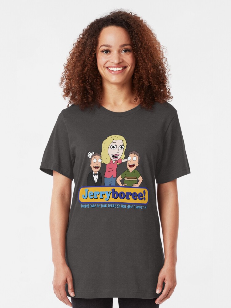 Alternate view of Jerryboree - Jerry Daycare inspired by Rick and Morty Slim Fit T-Shirt