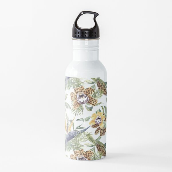 Jungle Animal Print Orchids Water Bottle