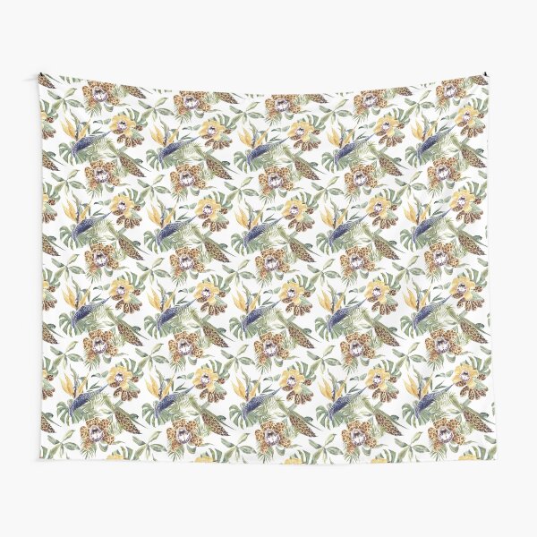Jungle Animal Print Orchids Tapestry