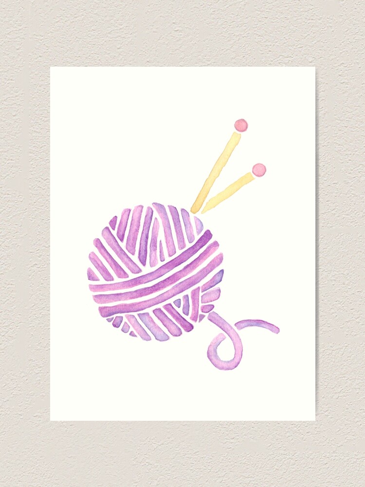 Ball Of Yarn Knitting Watercolor Art Print For Sale By Chargingrhinos Redbubble