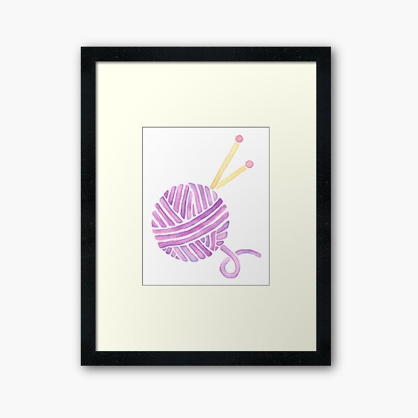 Ball of Yarn - Knitting Watercolor Framed Art Print
