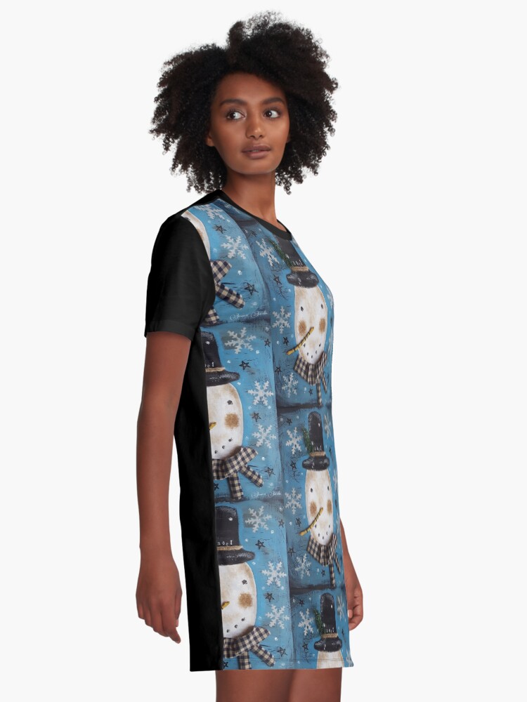 Alternate view of Frosty Primitive Snowman Graphic T-Shirt Dress