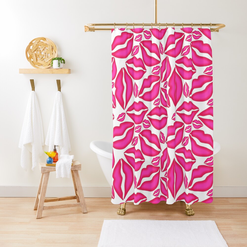 Pink Lips Pattern Shower Curtain