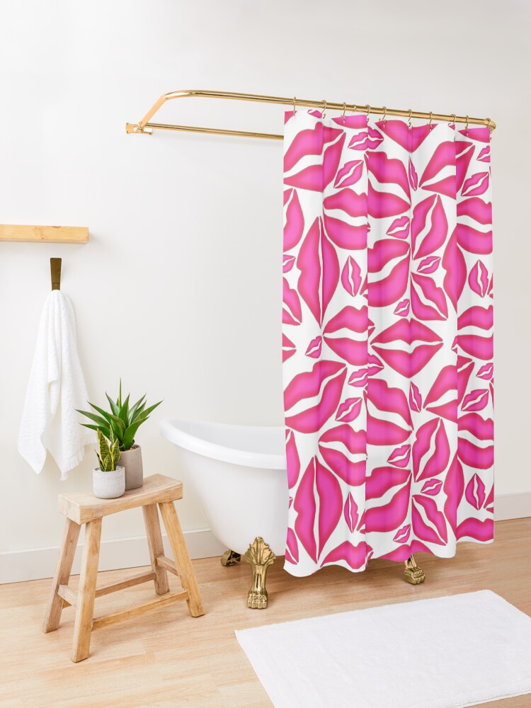 Alternate view of Pink Lips Pattern Shower Curtain