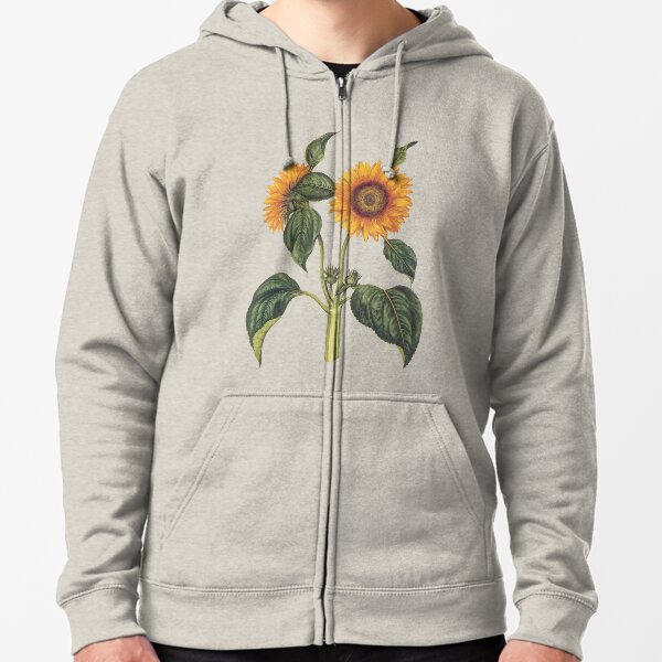 Vintage sunflower illustration Zipped Hoodie