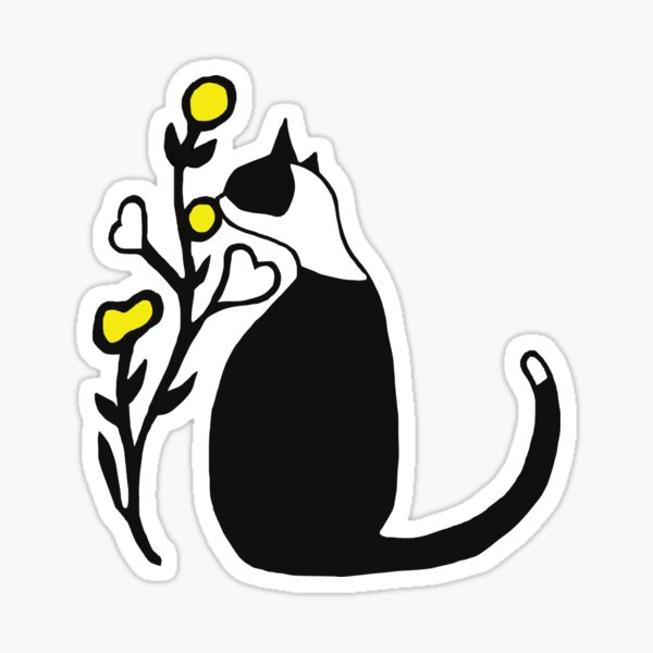 Kitty between yellow flowers Sticker