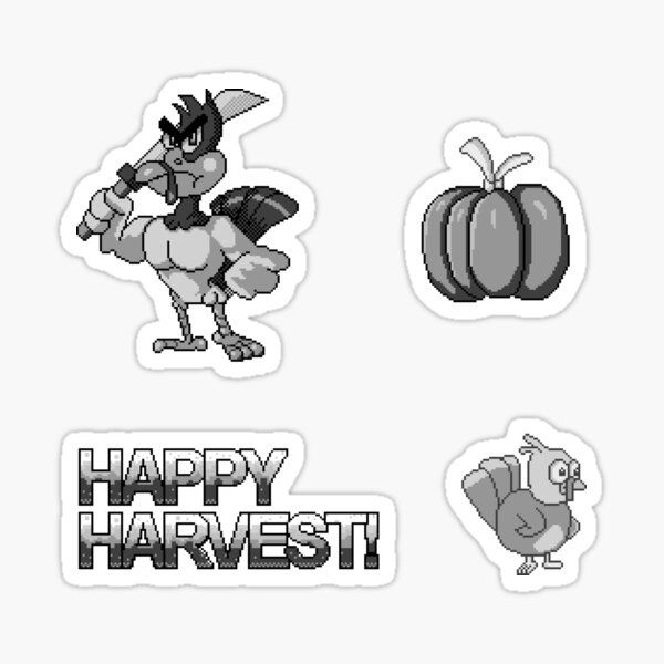 Harvest Pixels Turkey and Friends! Set of 4 Sticker