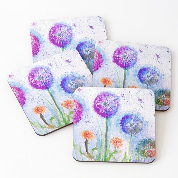 Item preview, watercolor dandelions, colorful dandelions designed and sold by Stephanie  Skeem.