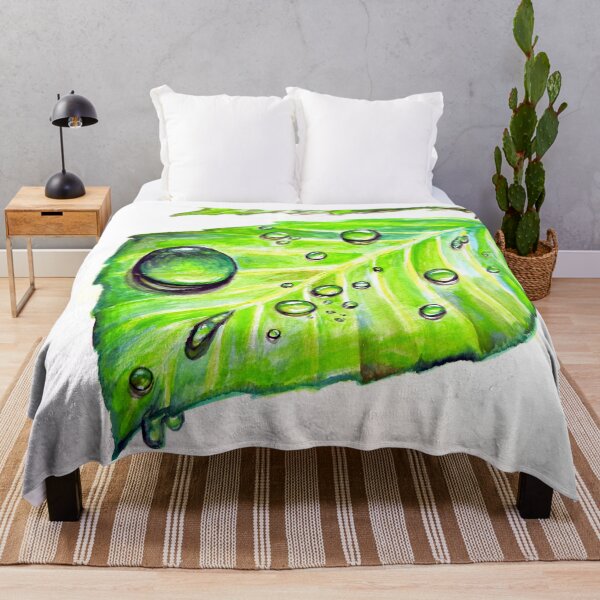 Item preview, tropical leaf with water droplets watercolor designed and sold by Stephanie Skeem.