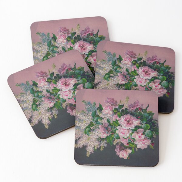 Item preview, Flowers in pink and white on pink background from antique presentation designed and sold by Kyle Hamar.