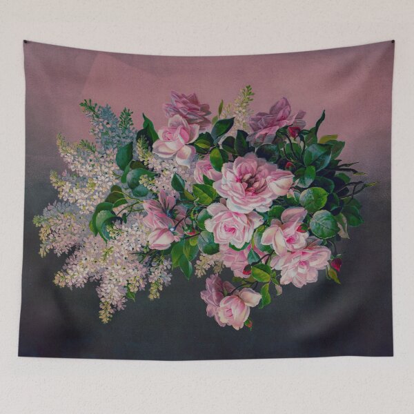 Item preview, Flowers in pink and white on pink background from antique presentation designed and sold by Kyle Hamar.