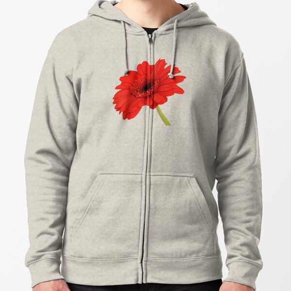Red Gerbera Daisy Zipped Hoodie