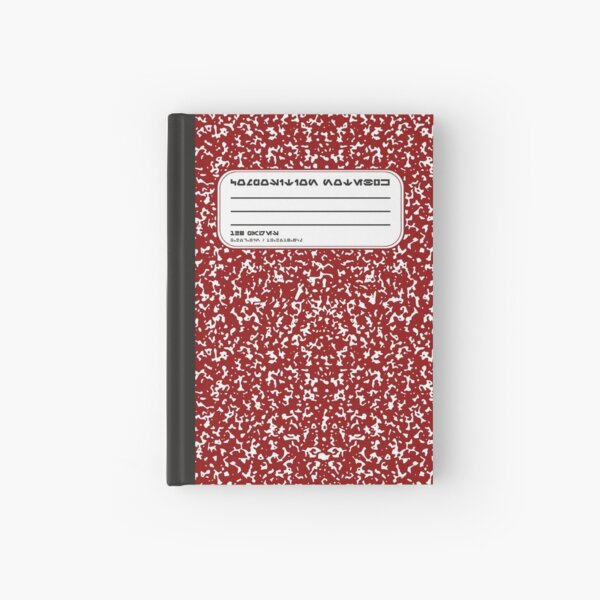 Vista previa del artículo con la obra «Cuaderno de composición rojo Aurebesh», diseñado y vendido por GroovyRaffRaff.