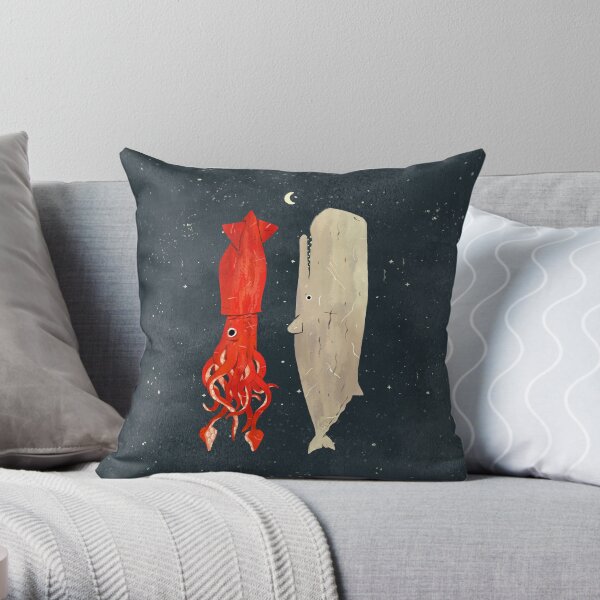 Squids and Whales Throw Pillow