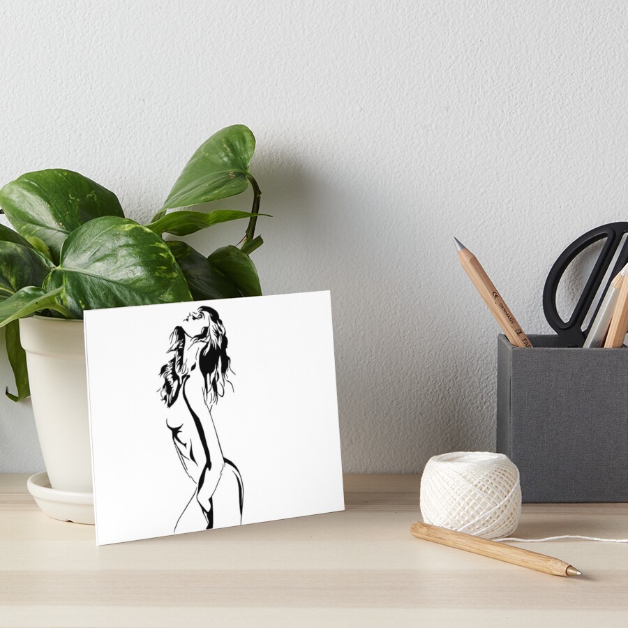 Woman Silhouette Nude Line Art Art Board Print For Sale By