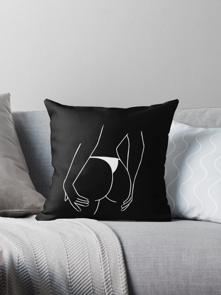 Black Nude Line Art Butt Outdoor Pillows Butt Cushion Line Art Butt Booty  Pillow Butt Cushion Booty Pillow 