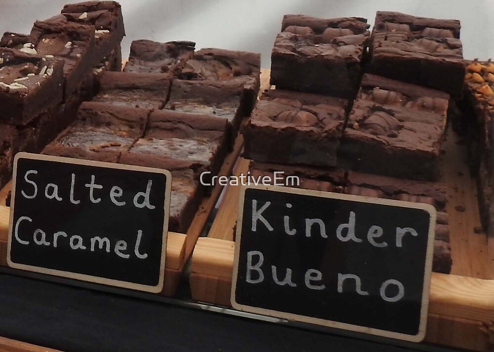 "Salted Caramel & Kinder Bueno Brownies" by CreativeEm Redbubble
