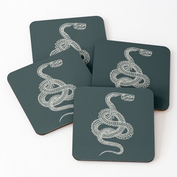 Item preview, Snake skeleton illustration in bone white designed and sold by RedFinchDesigns.