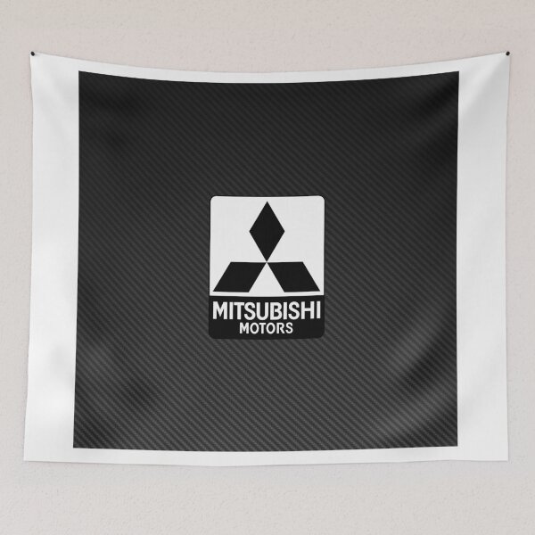 Item preview, Mitsubishi Motors Black & White Logo on Carbon Fiber Background – JDM Racing Design designed and sold by Road To Track.