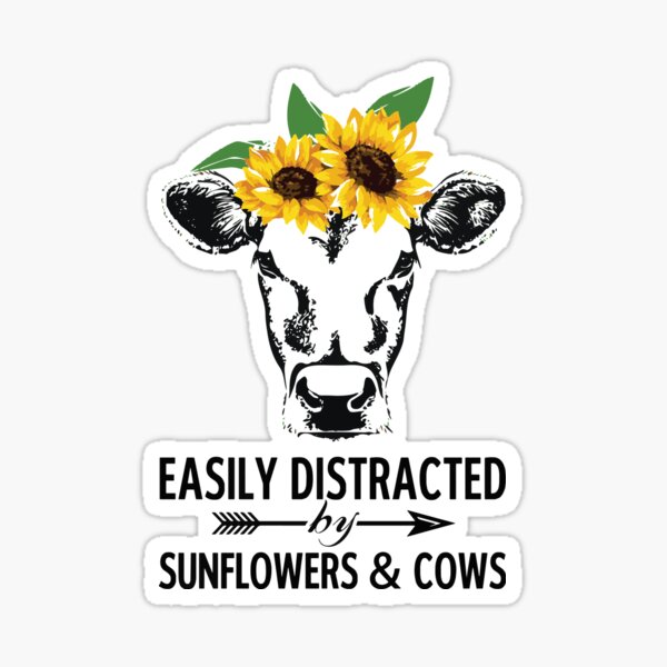 Vista previa del artículo con la obra «Camiseta fácilmente distraída por girasoles y vacas», diseñado y vendido por BlueShop.