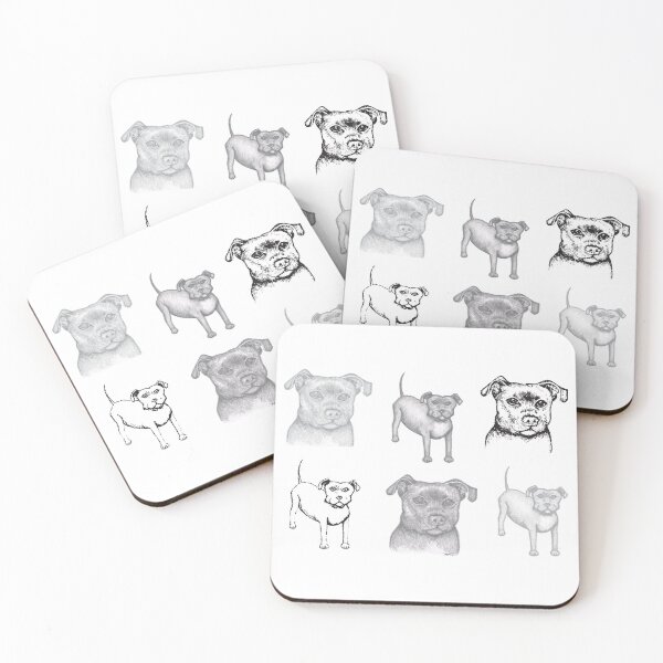 Item preview, Staffy Staffie Dogs Drawings Pattern designed and sold by amanda metalcat dodds.
