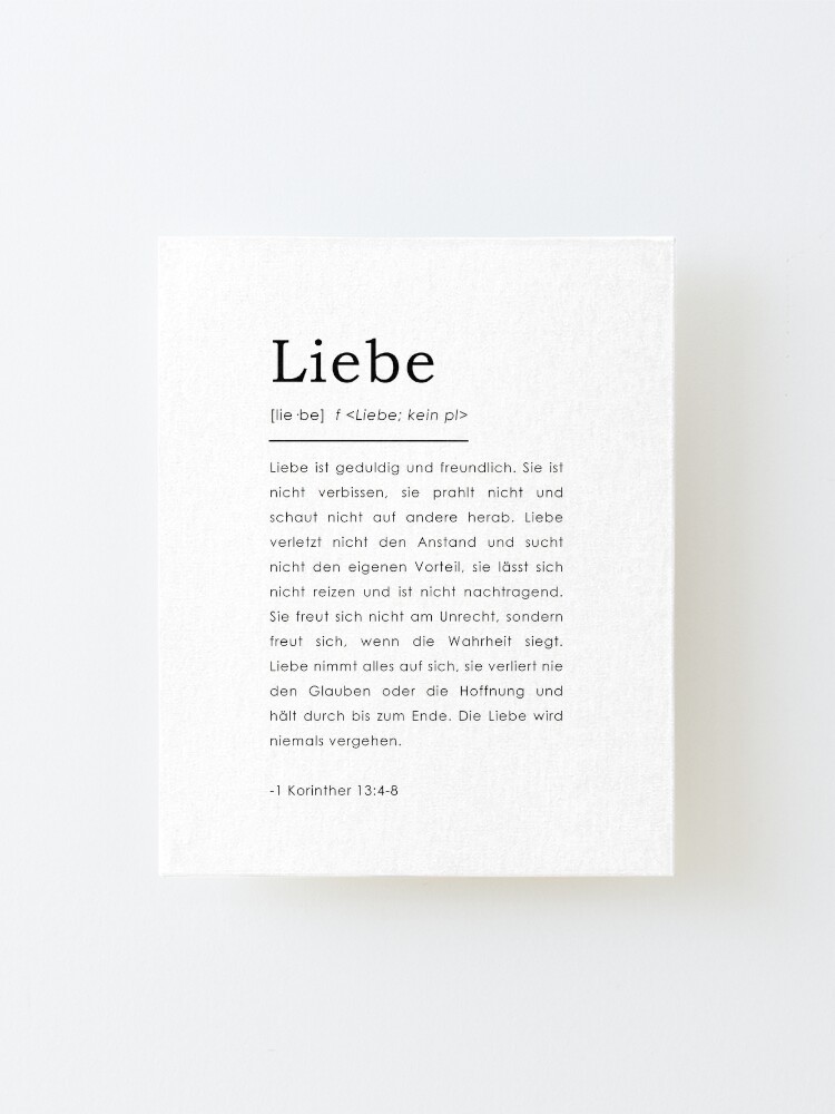 1 Korinther 13 4 8 Liebe Bibelverse Deutsch German Bible Verse Mounted Print By Tinyseed Redbubble
