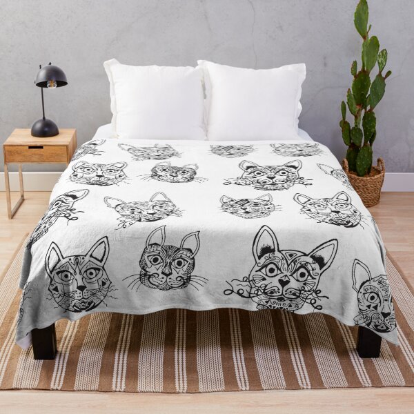 Item preview, Cat Faces Heads Arty Pattern designed and sold by amanda metalcat dodds.