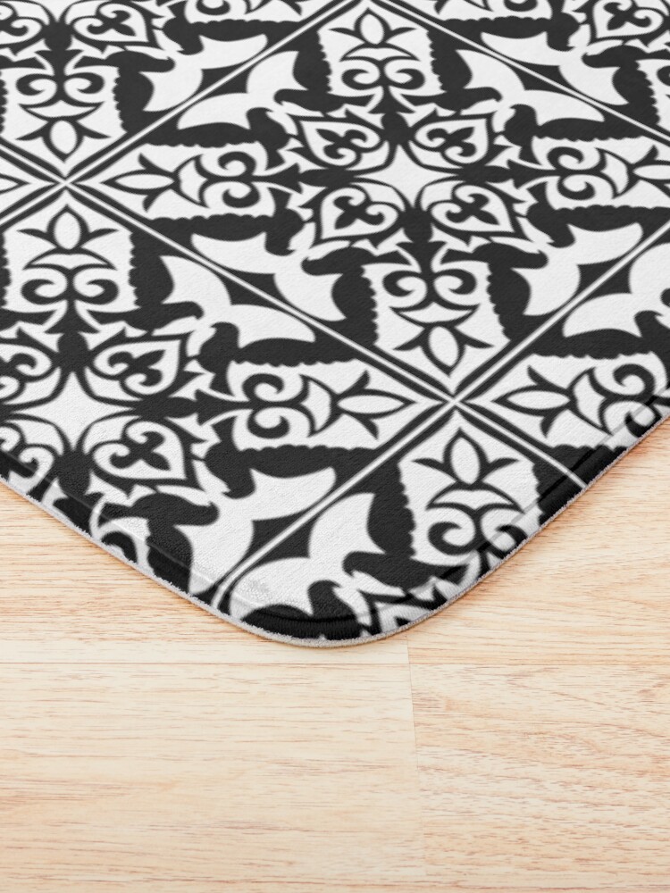 Alternate view of Moroccan Tile, Black and White Bath Mat