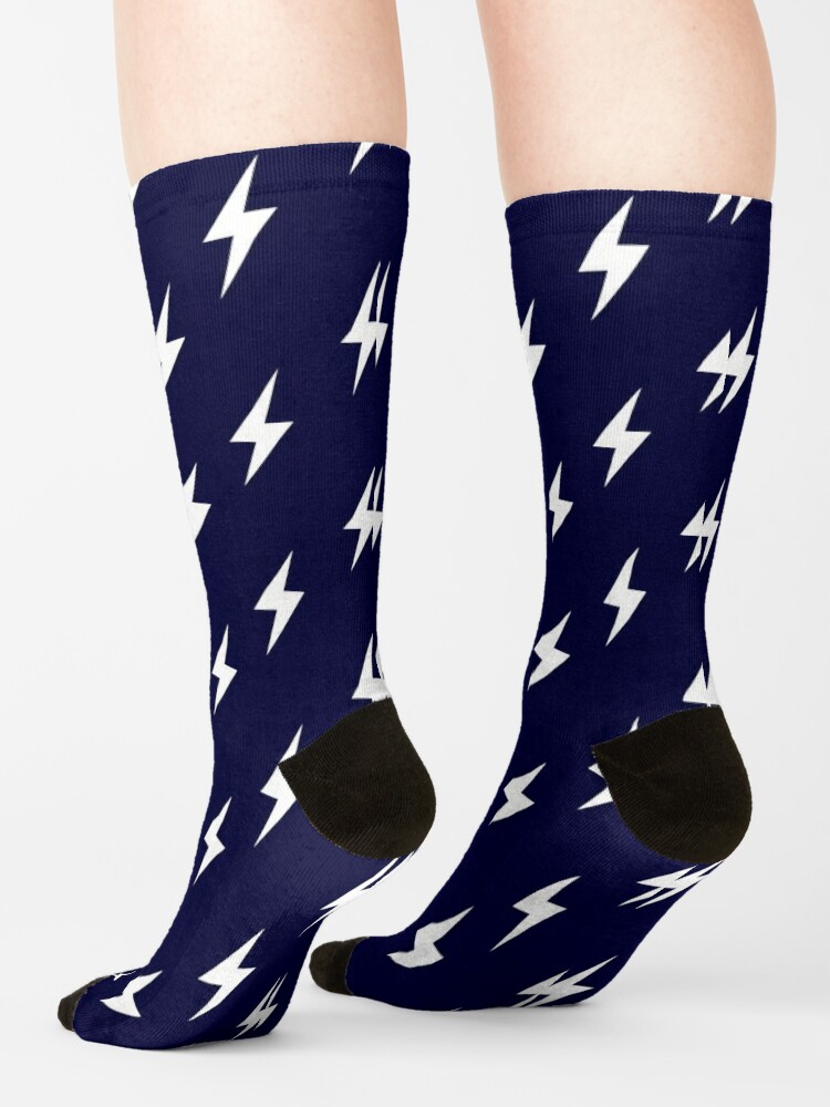 Discover Lightning Bolts White On Navy Blue Socks