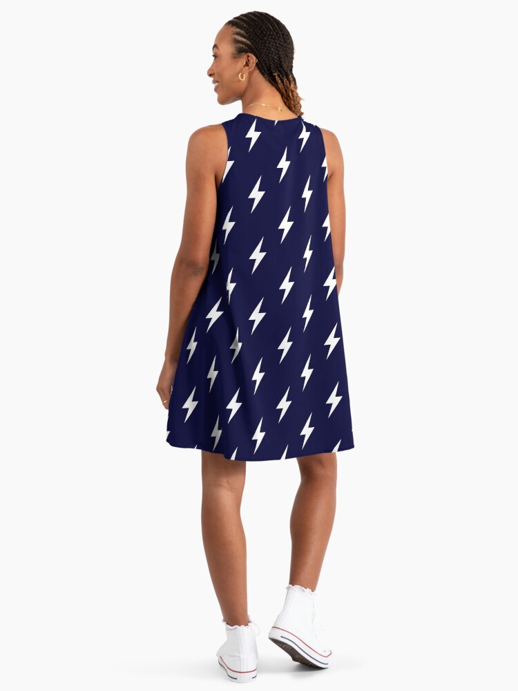 Lightning Bolts White On Navy Blue" A-Line Dress for Sale by rewstudio |  Redbubble