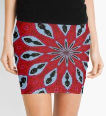 Patterned Kaleidoscope in Red and Light Blue Mini Skirt