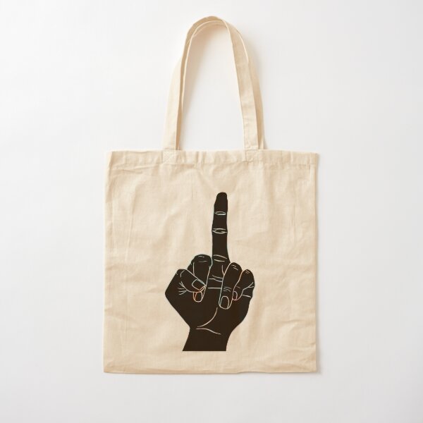 Black middle finger Cotton Tote Bag