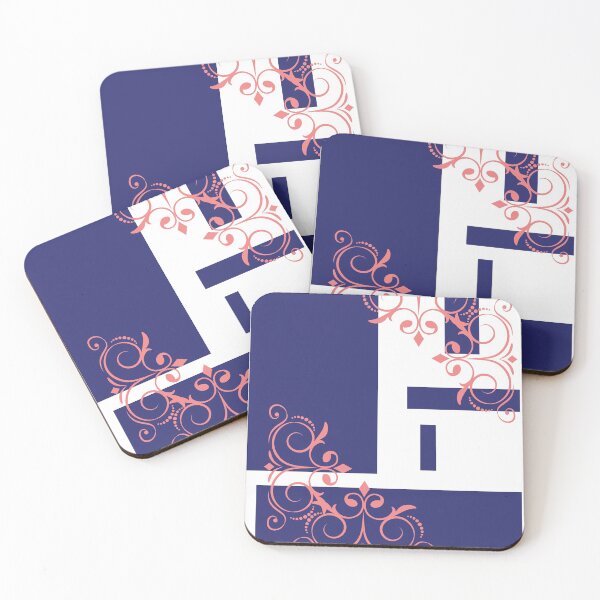 Item preview, Modern contemporary blue squares dusty pink flourish elements  designed and sold by Lilith-Designs.