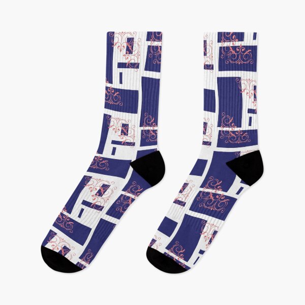 Item preview, Modern contemporary blue squares dusty pink flourish elements  designed and sold by Lilith-Designs.
