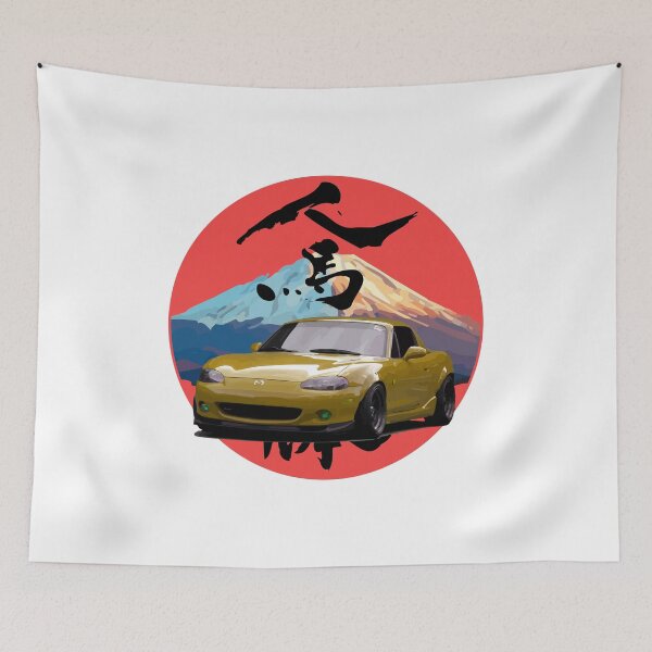 Item preview, Yellow NB Mazda Miata / MX-5 - Mount Fuji Jinba Ittai Roadster Life  designed and sold by mudfleap.