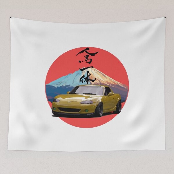 Item preview, Yellow NB Mazda Miata / MX-5 - Mount Fuji Jinba Ittai Roadster Life  designed and sold by mudfleap.