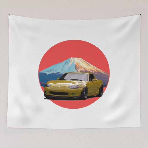 Item preview, Simple Yellow NB Mazda Miata / MX-5 - Mount Fuji Jinba Ittai Roadster Life  designed and sold by mudfleap.
