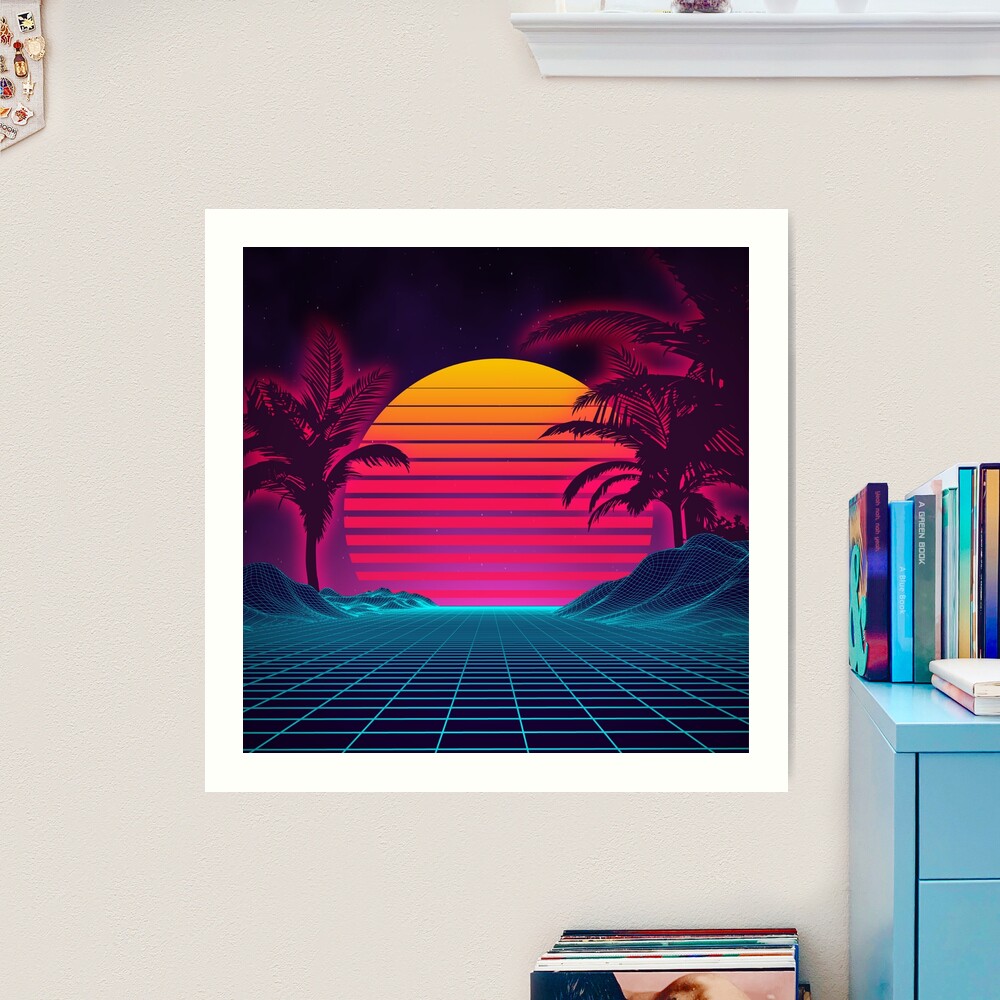 Retrowave 80's Sunset Palm Tree Landscape