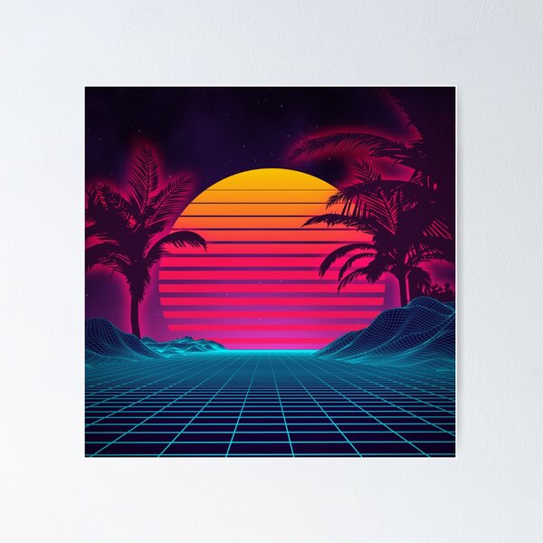 Item preview, Retrowave 80's Sunset Palm Tree Landscape designed and sold by Starquake.
