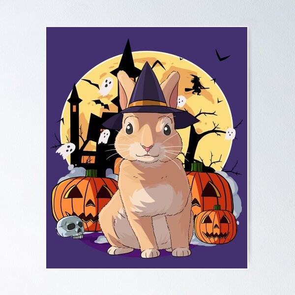 Item preview, Halloween Bunny Rabbit Pumpkin Witch Hat designed and sold by Nosek1ng.