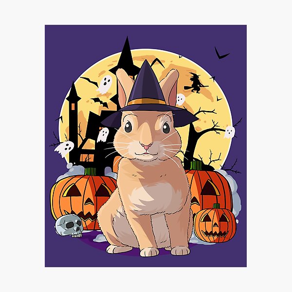 Item preview, Halloween Bunny Rabbit Pumpkin Witch Hat designed and sold by Nosek1ng.