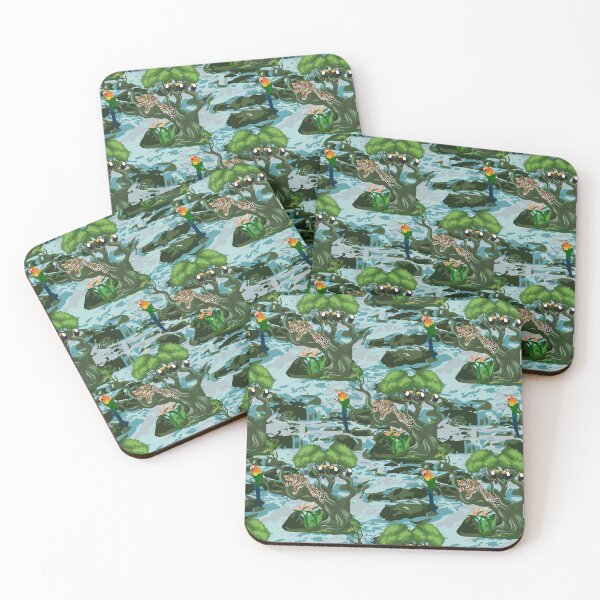 Item preview, Tropical Rainforest with relaxed Leopard on tree, Macaw and Toucans designed and sold by winkeltriple.