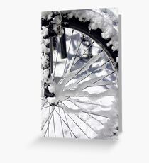 Snow on a bicycle wheel Greeting Card