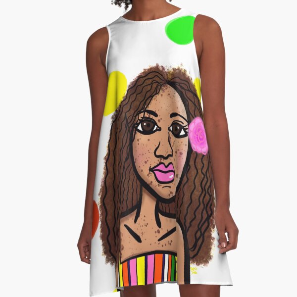 Black Freckles A-Line Dress
